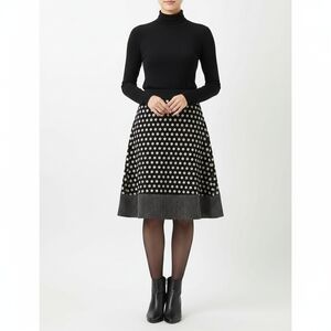 J. McLaughlin Black and Tan Polka Dot Knit Skirt